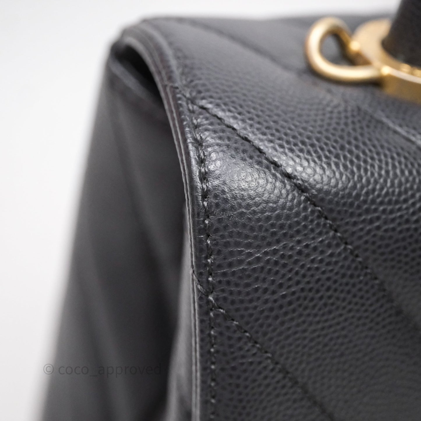 Chanel Medium Coco Handle Chevron Grey Bag Gold Hardware