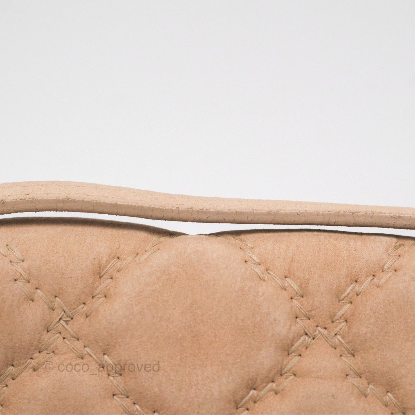 Chanel Double Stitch Hamptons Clutch With Chain Beige Washed Calfskin