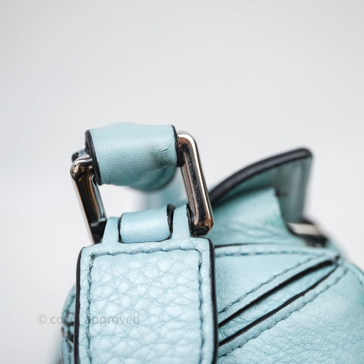 Loewe Mini Puzzle Bag Light Blue Calfskin Silver Hardware