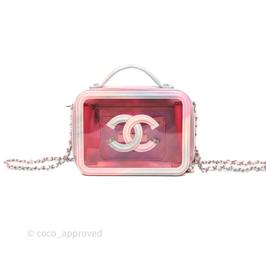 Chanel Filigree Pink Vanity Case PVC Silver Hardware