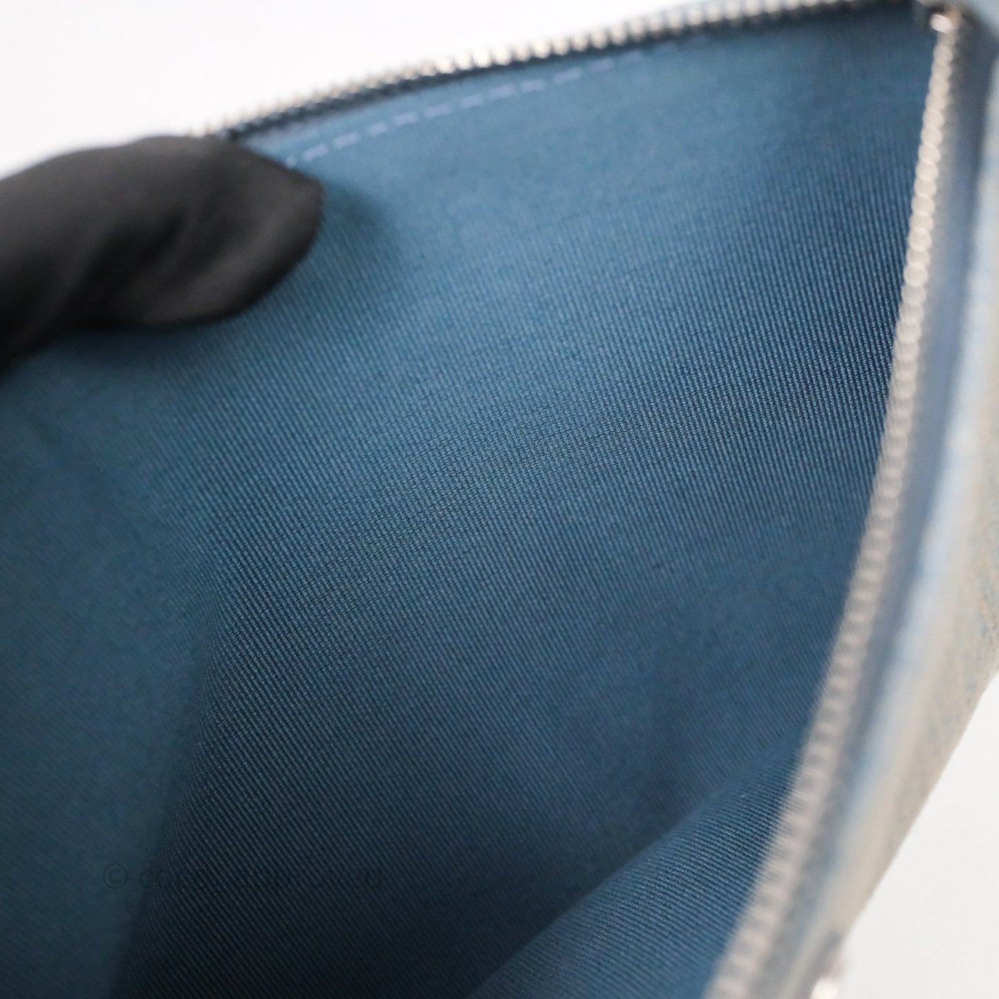 Chanel Large Deauville Tote Blue Washed Denim Matte Silver