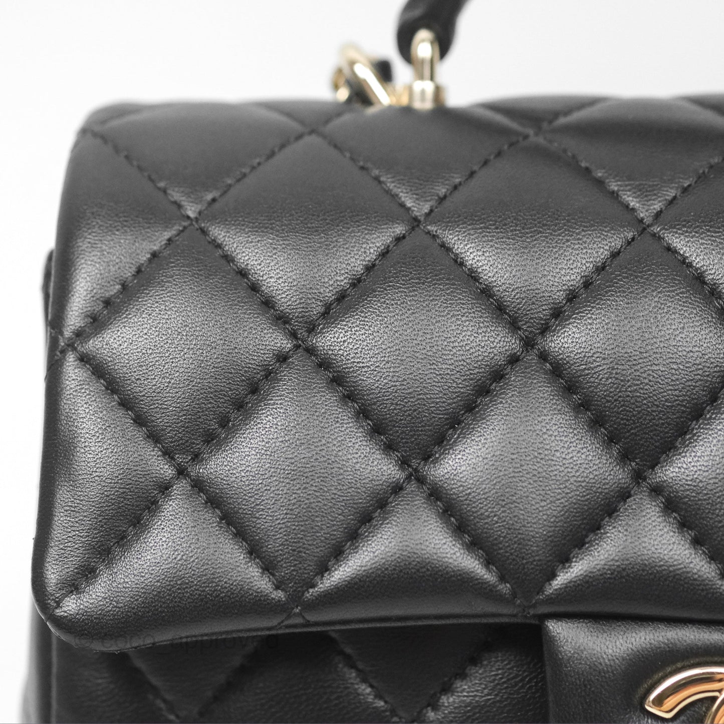 Chanel Top Handle Mini Rectangular Flap Bag Black Lambskin Gold Hardware