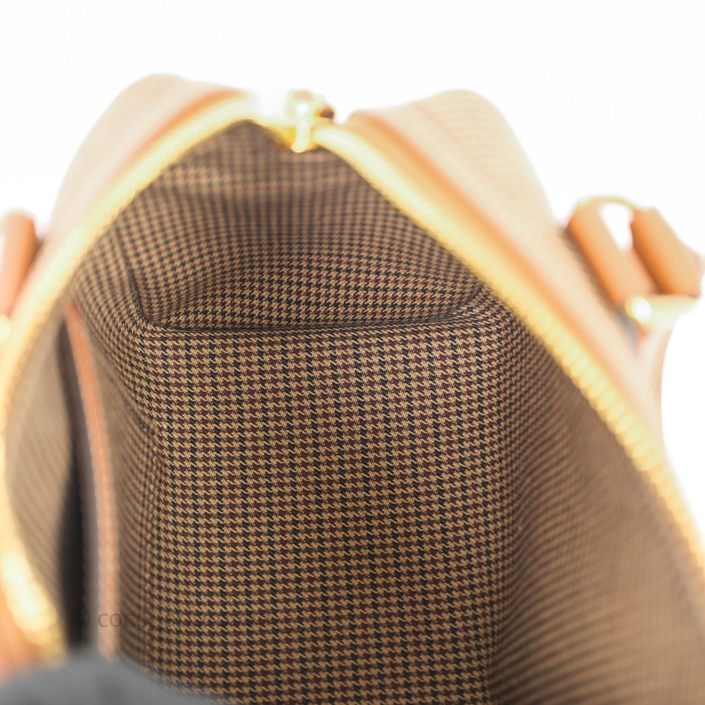 Celine Small Brown Houndstooth Boston Cuir Triomphe Tan Smooth Calfskin Bag