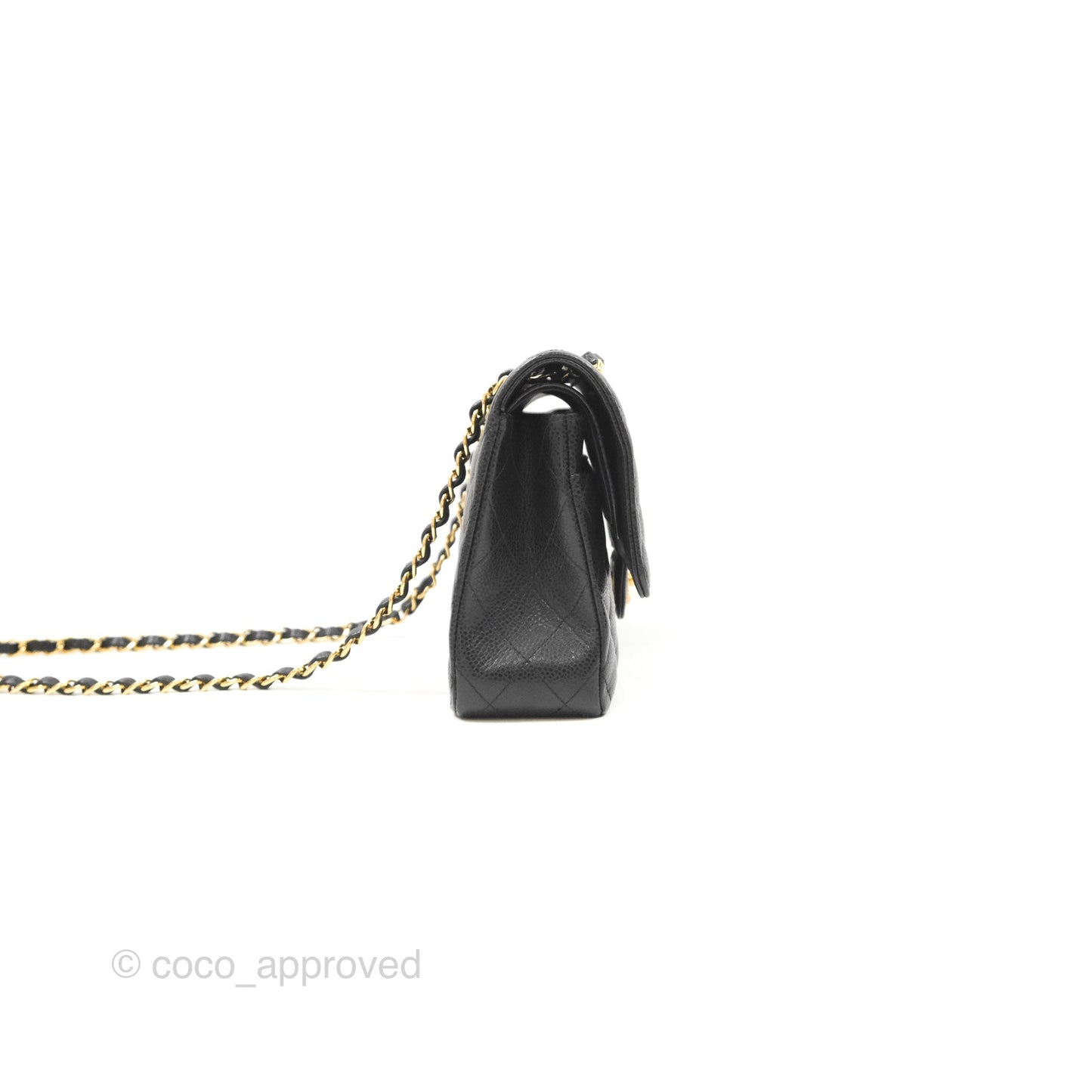 Chanel Classic M/L Medium Flap Quilted Black Caviar Gold Hardware