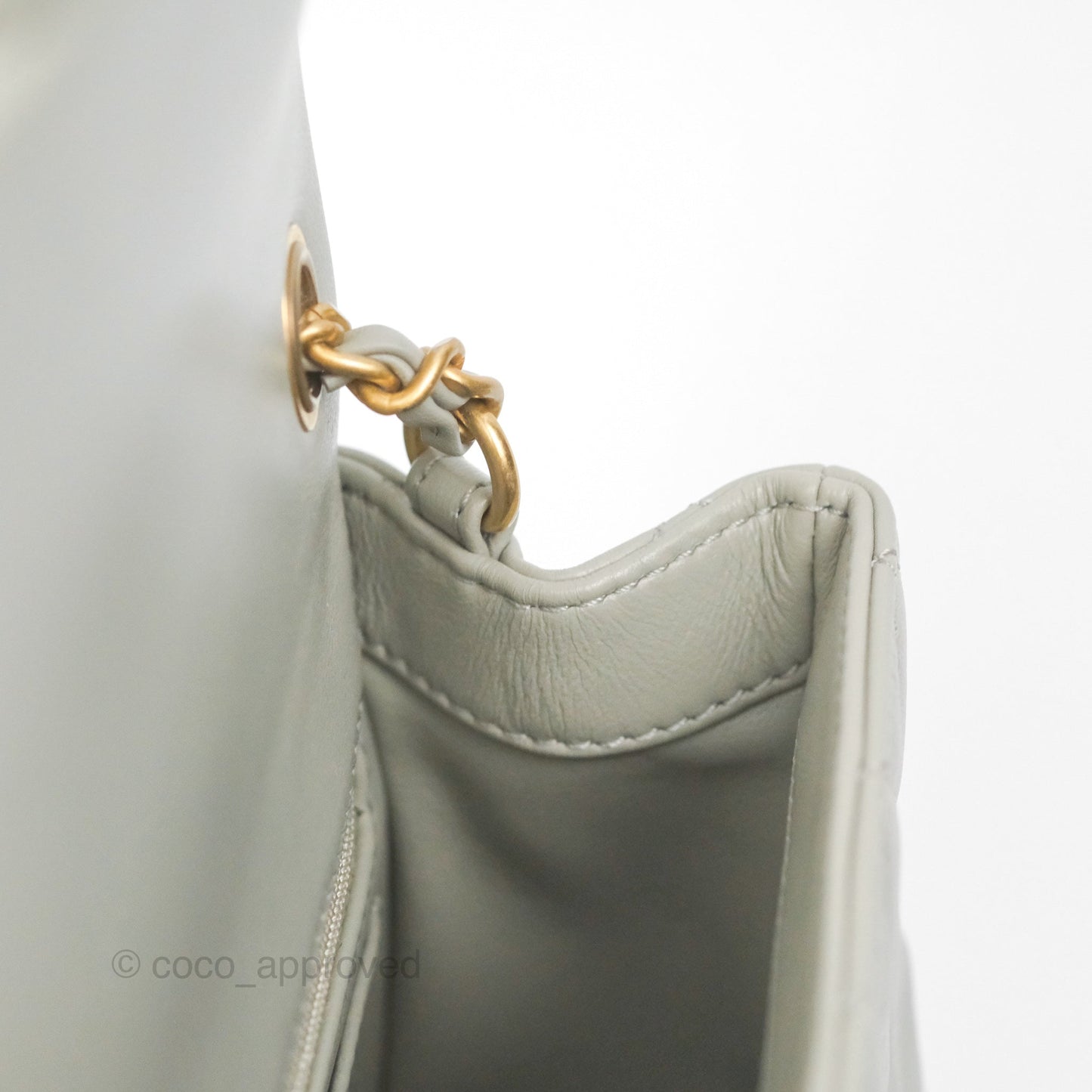 Chanel Pearl Crush Mini Rectangular Grey Lambskin Aged Gold Hardware
