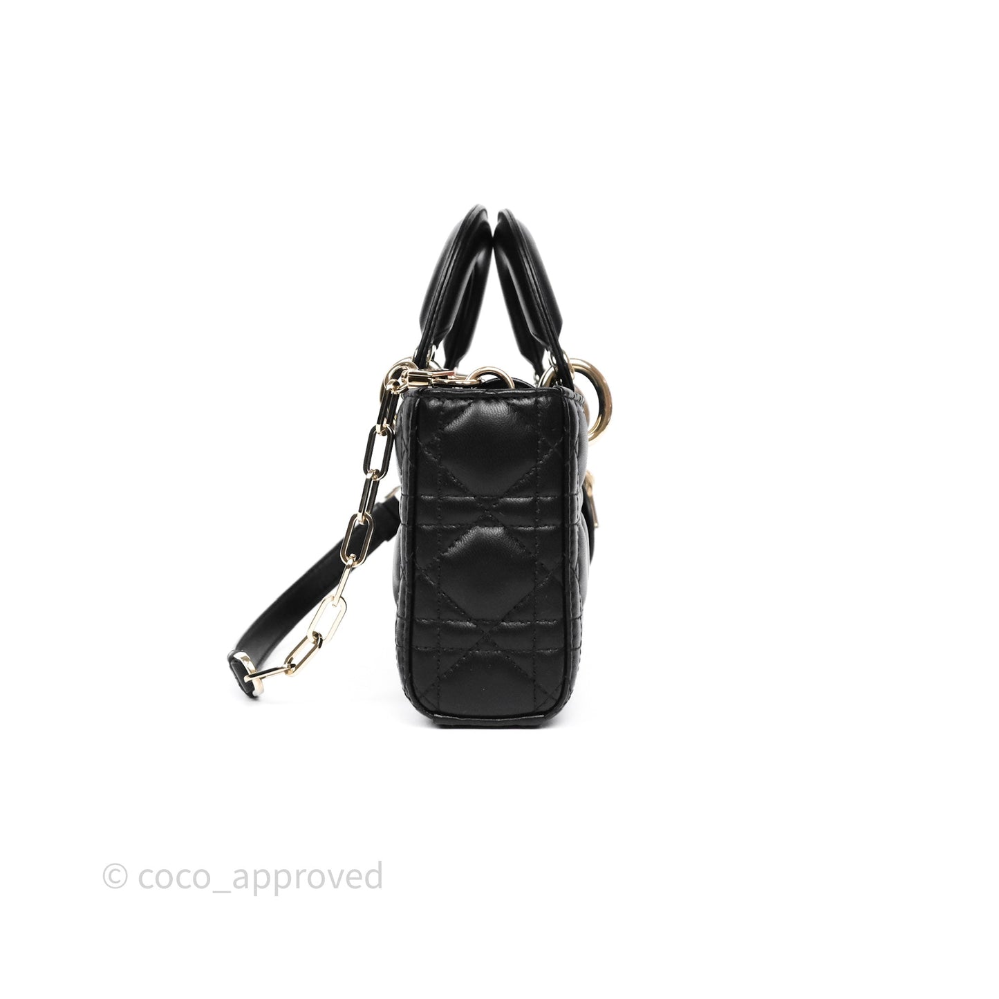 Dior Small Lady D-Joy Bag Black Lambskin Cannage Gold Hardware