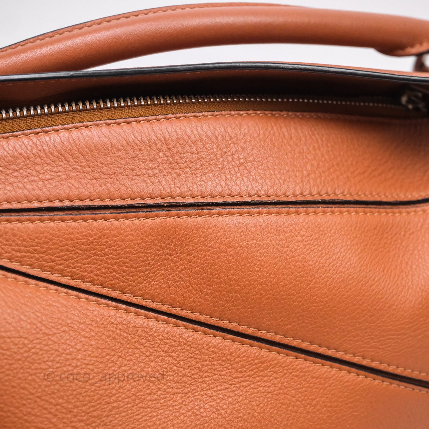 Loewe Small Puzzle Bag Tan Calfskin Silver Hardware