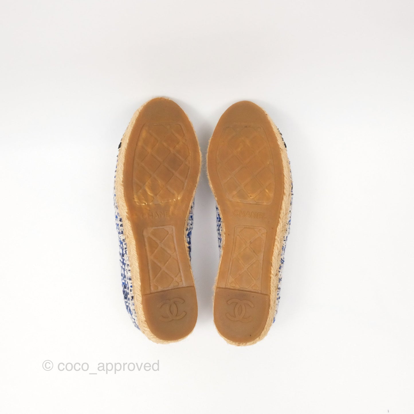 Chanel Espadrille Blue Tweed Size 38