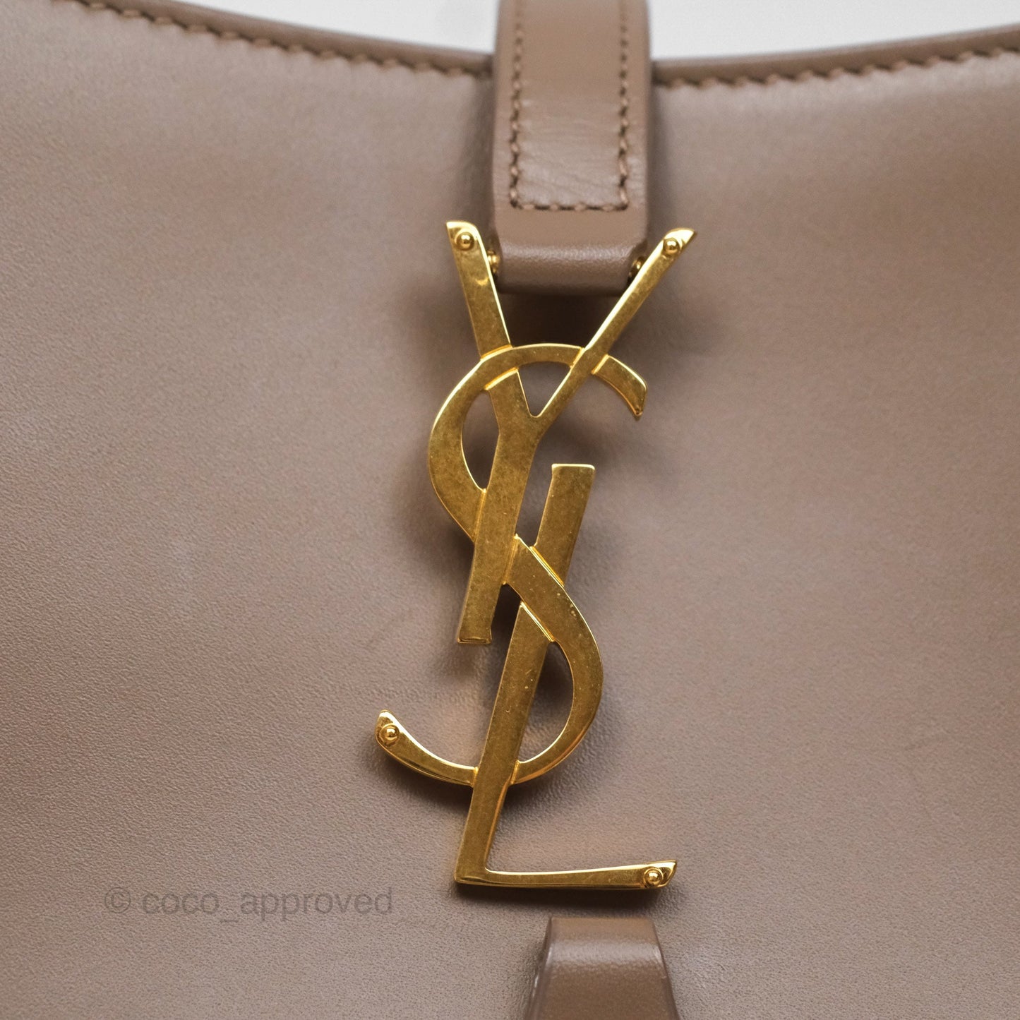 Saint Laurent Le 5 À 7 Taupe Calfskin Bronze Brass Hardware
