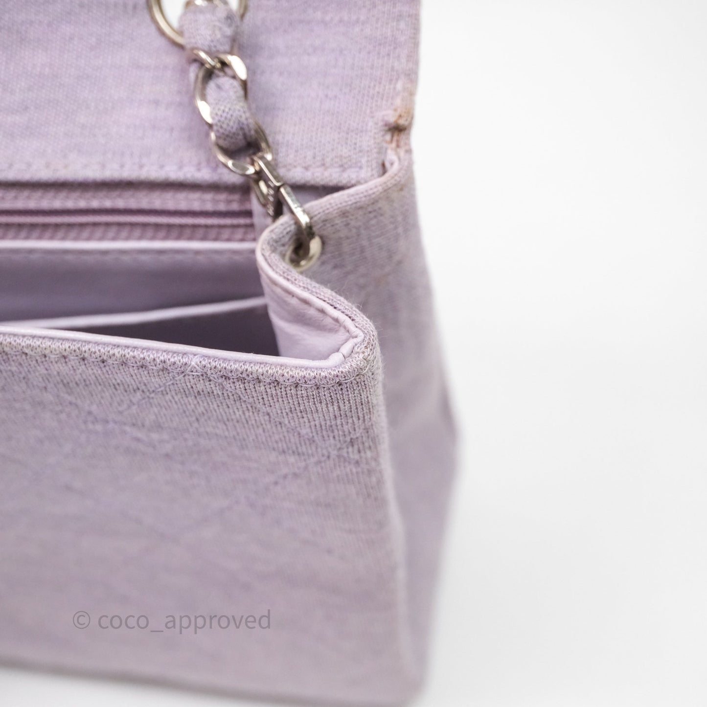 Chanel Medium Single Jersey Flap Bag Purple Silver Hardware