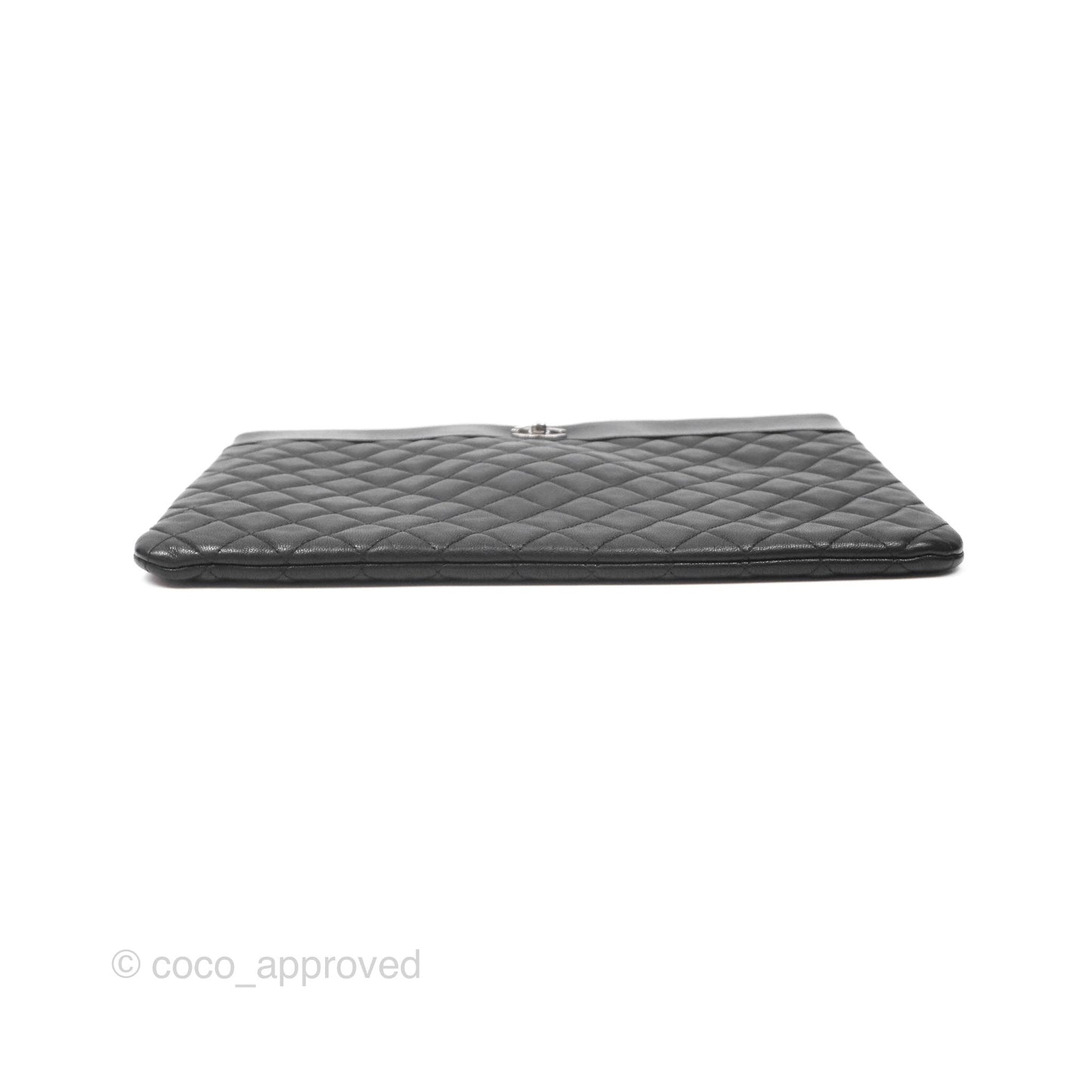 Chanel Mademoiselle Quilted Large O Case Clutch Black Lambskin