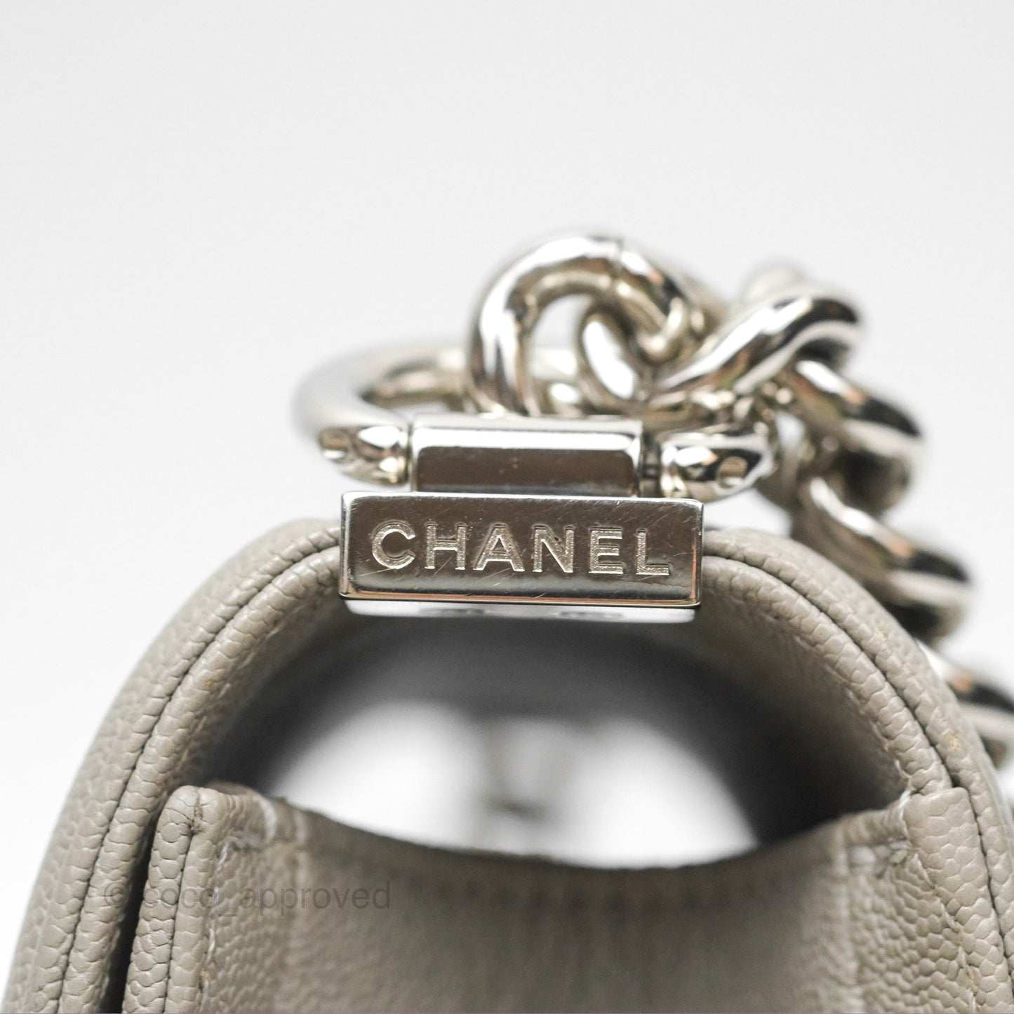 Chanel Small Boy Grey Caviar Silver Hardware