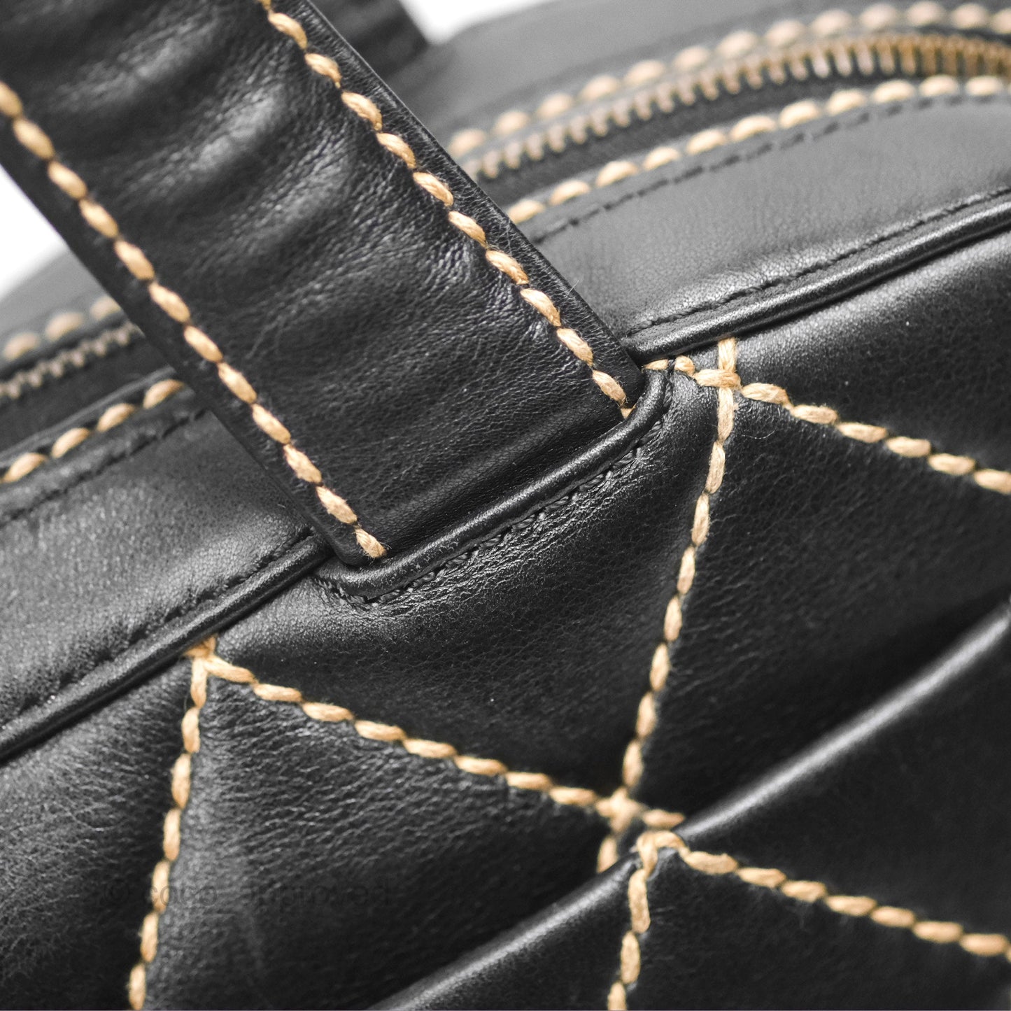 Chanel Vintage Wild Stitch Tote Bag Lambskin Black