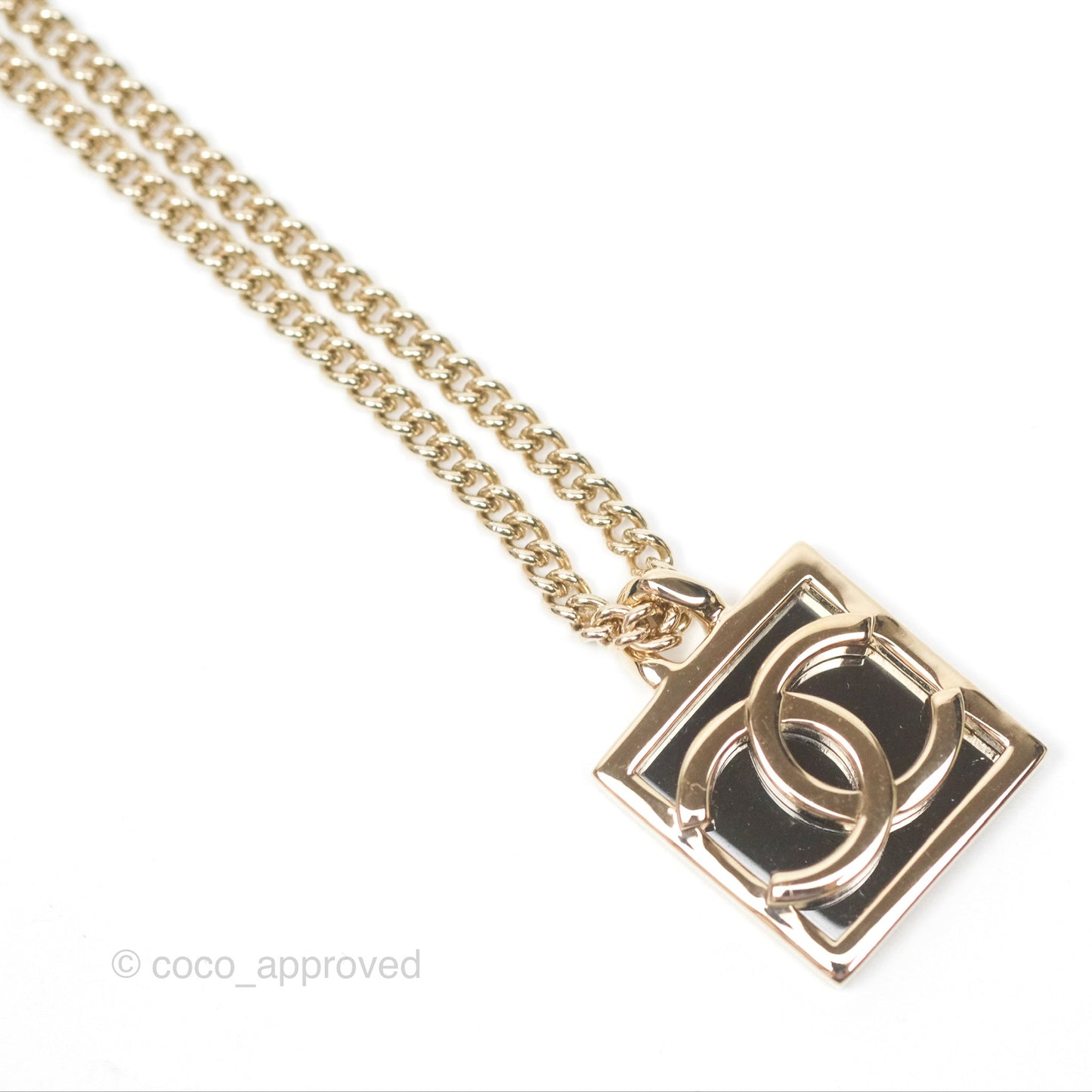 Chanel Square CC Necklace Gold Tone 23B