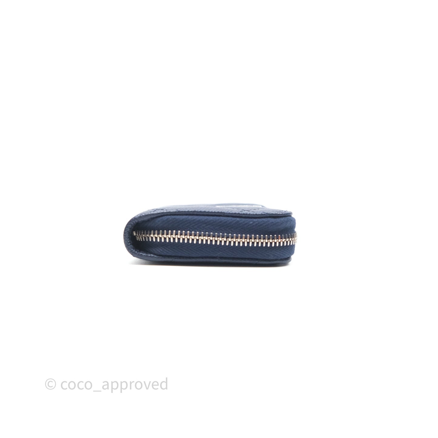 Chanel Logo CC Zipped Coin Purse Navy Caviar Silver Hardware 24P
