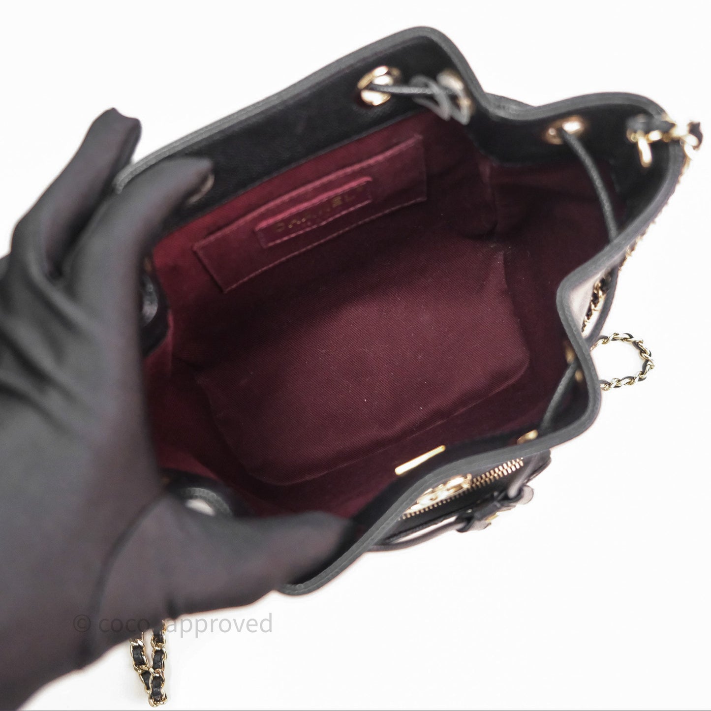 Chanel Business Affinity Drawstring Bucket Bag Black Caviar Gold Hardware