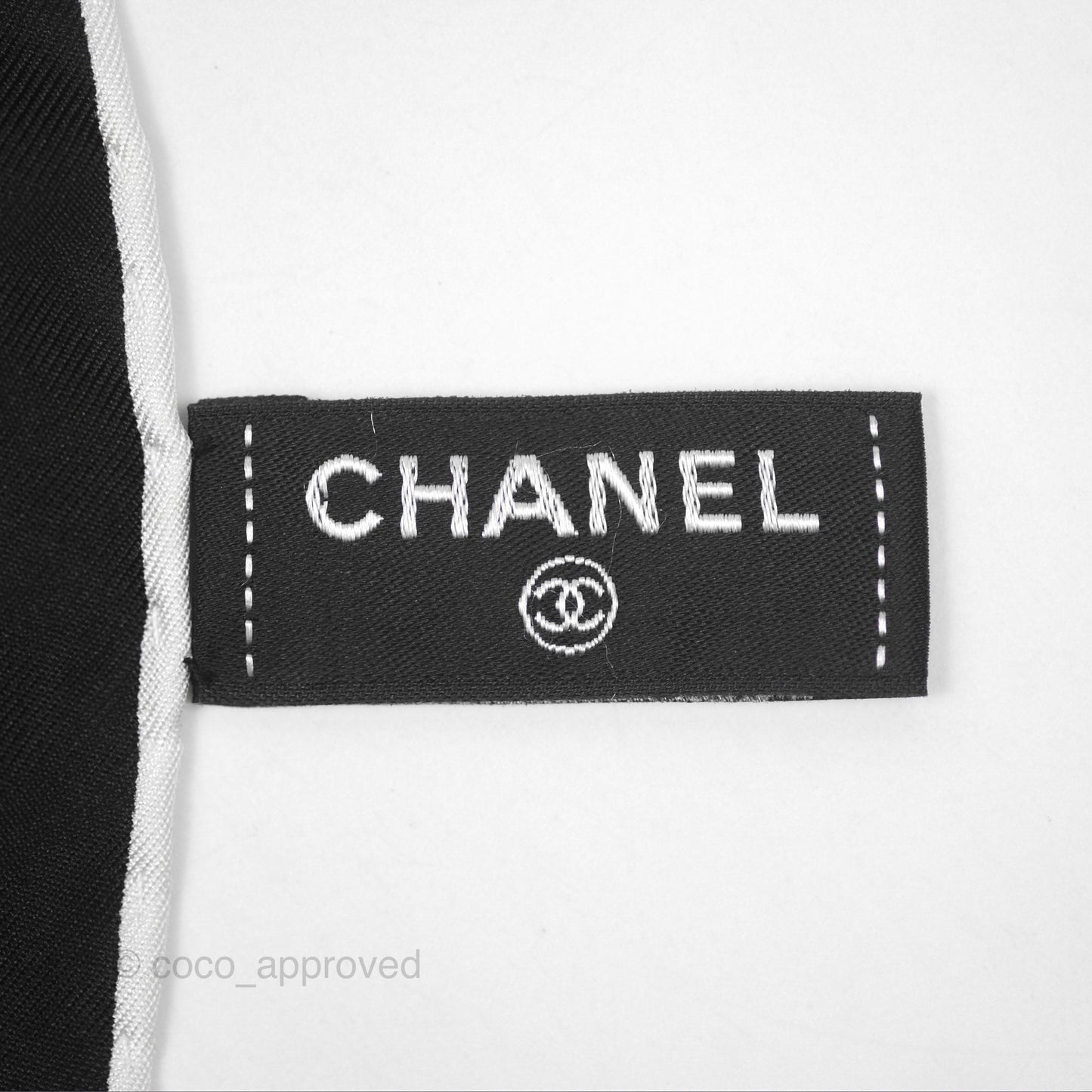Chanel Camellia Square Silk Scarf 90 Black/ White