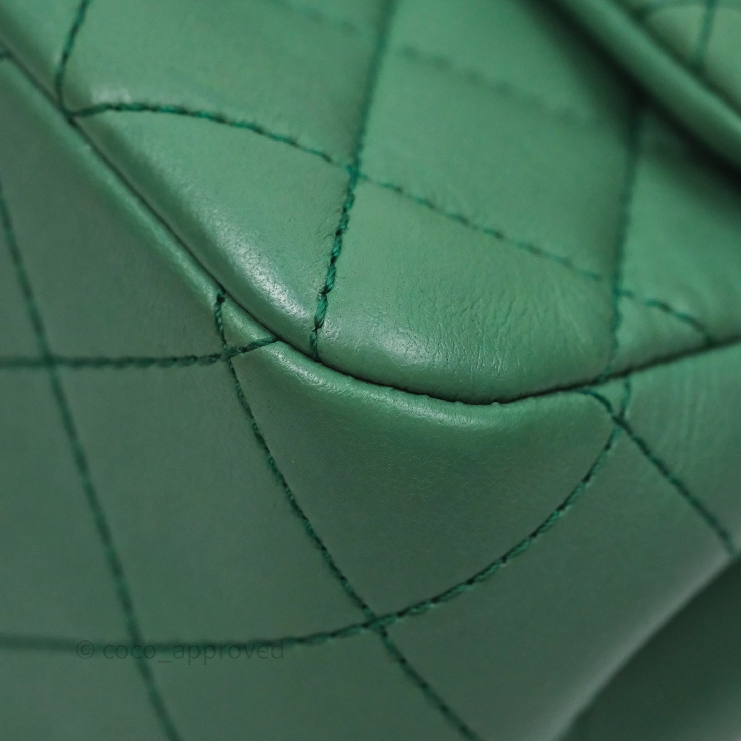 Chanel Pearl Crush Mini Square Quilted Green Lambskin Aged Gold Hardware