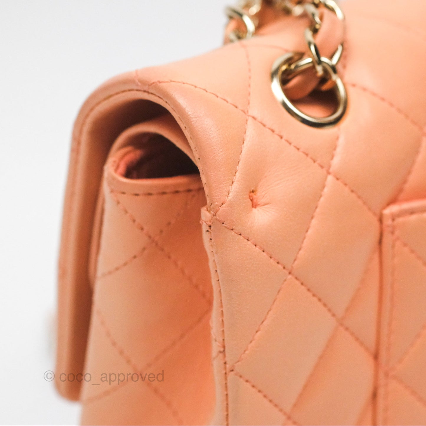 Chanel Classic M/L Medium Flap Quilted Peach Lambskin Gold Hardware