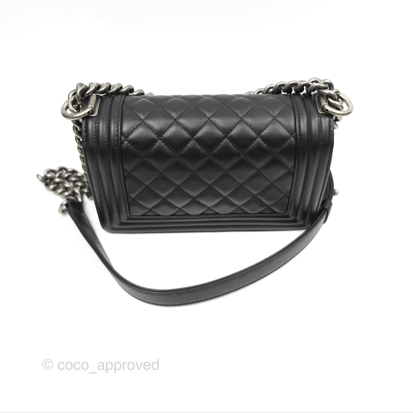 Chanel Small Boy Quilted Black Calfskin Ruthenium Hardware