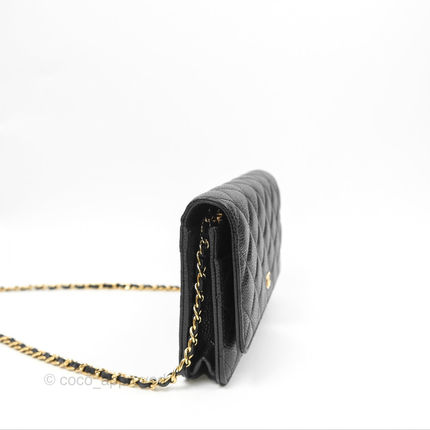 Chanel Classic Wallet On Chain WOC Quilted Black Caviar Gold Hardware