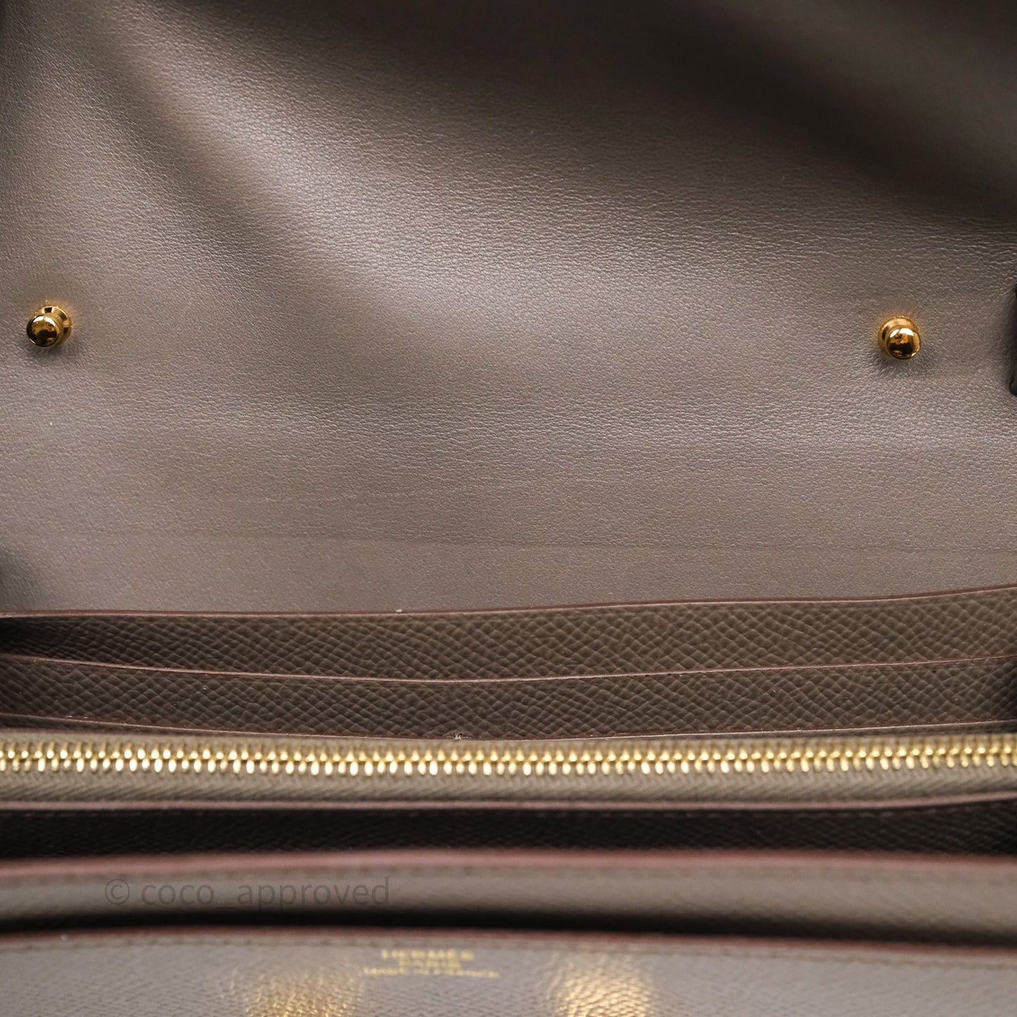 Hermès Constance To Go Wallet Gris Etain 8F Epsom Gold hardware