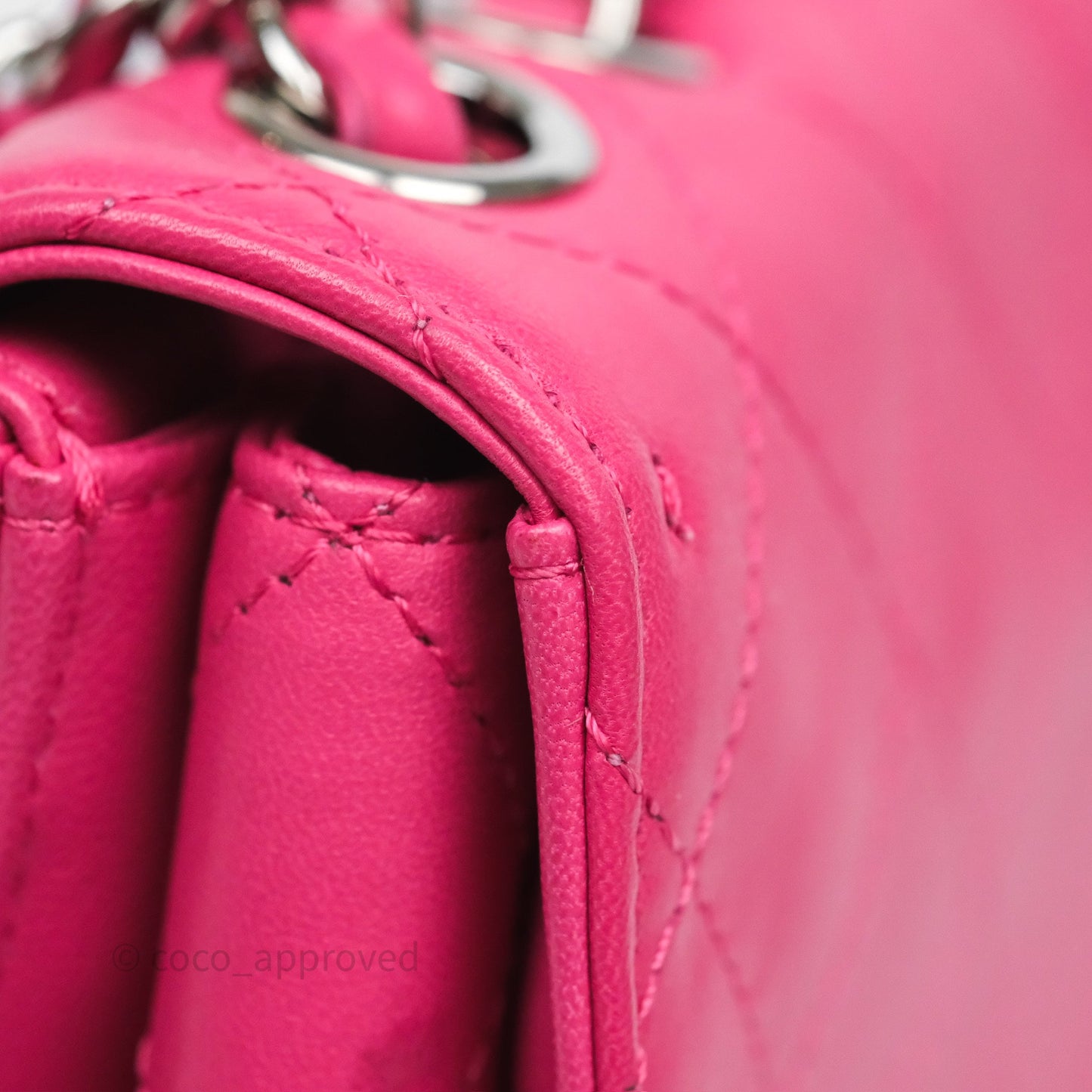 Chanel Stitched Double Flap Bag Pink Calfskin Silver Hardware