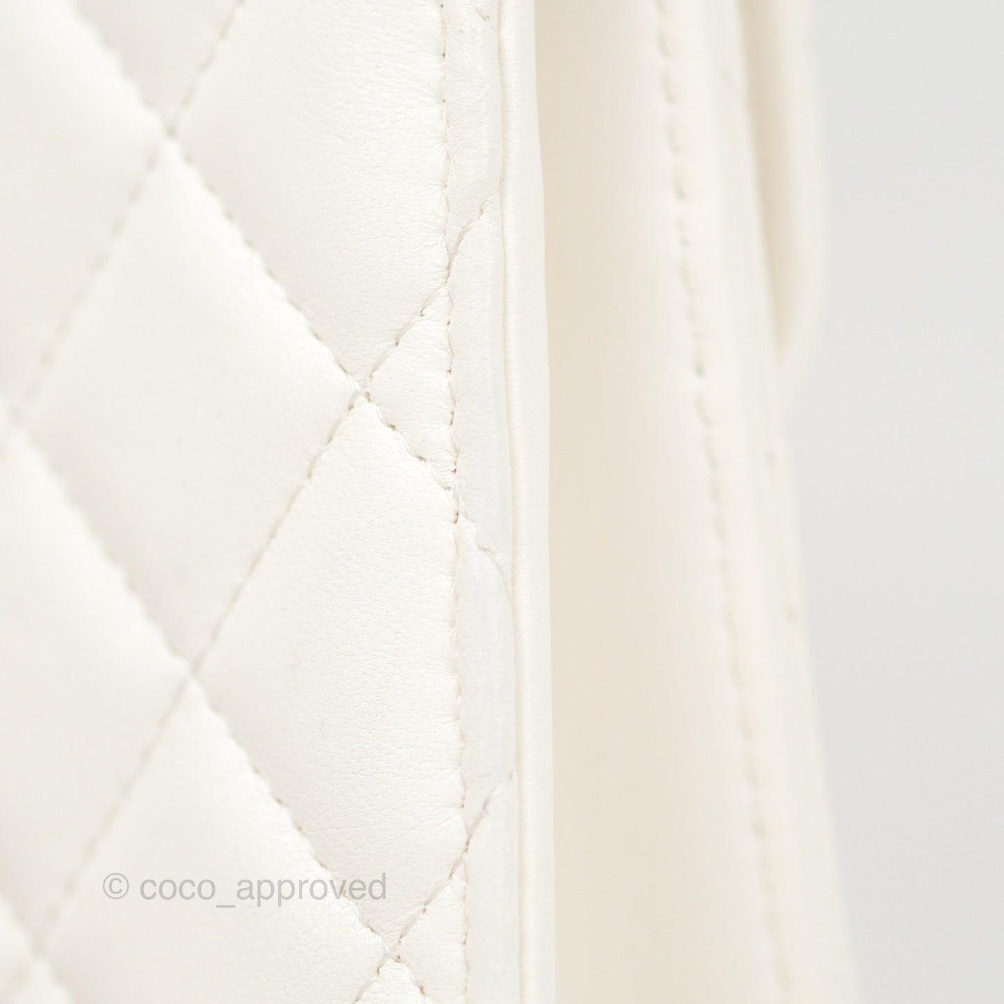 Chanel Quilted Pearl Crush Phone Holder With Chain White Lambskin