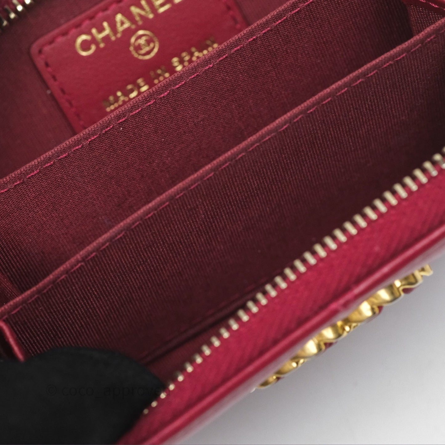 Chanel 19 Zip Card Holder Pink Lambskin Gold Hardware