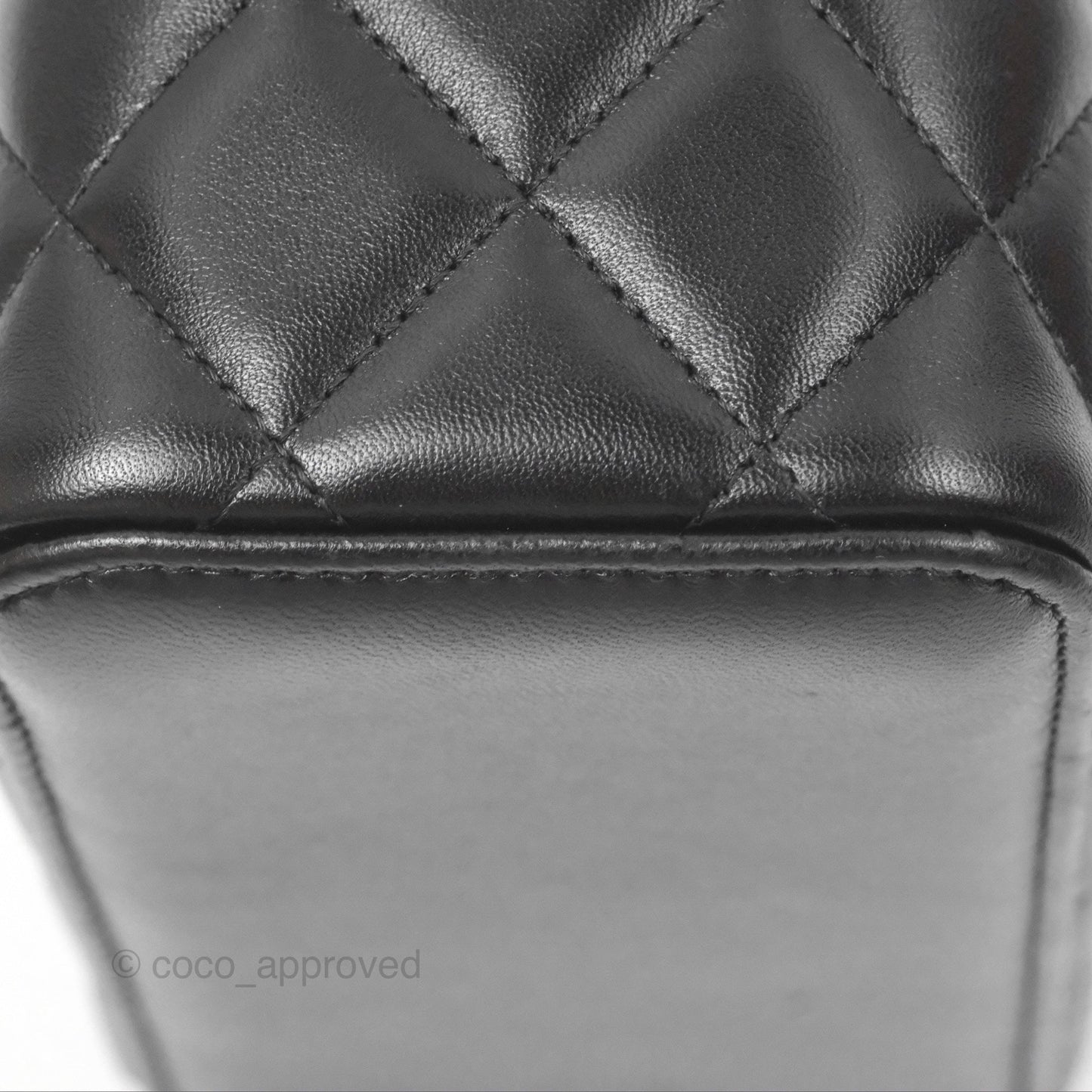 Chanel Vanity Rectangular Top Handle Black Lambskin Gold Hardware