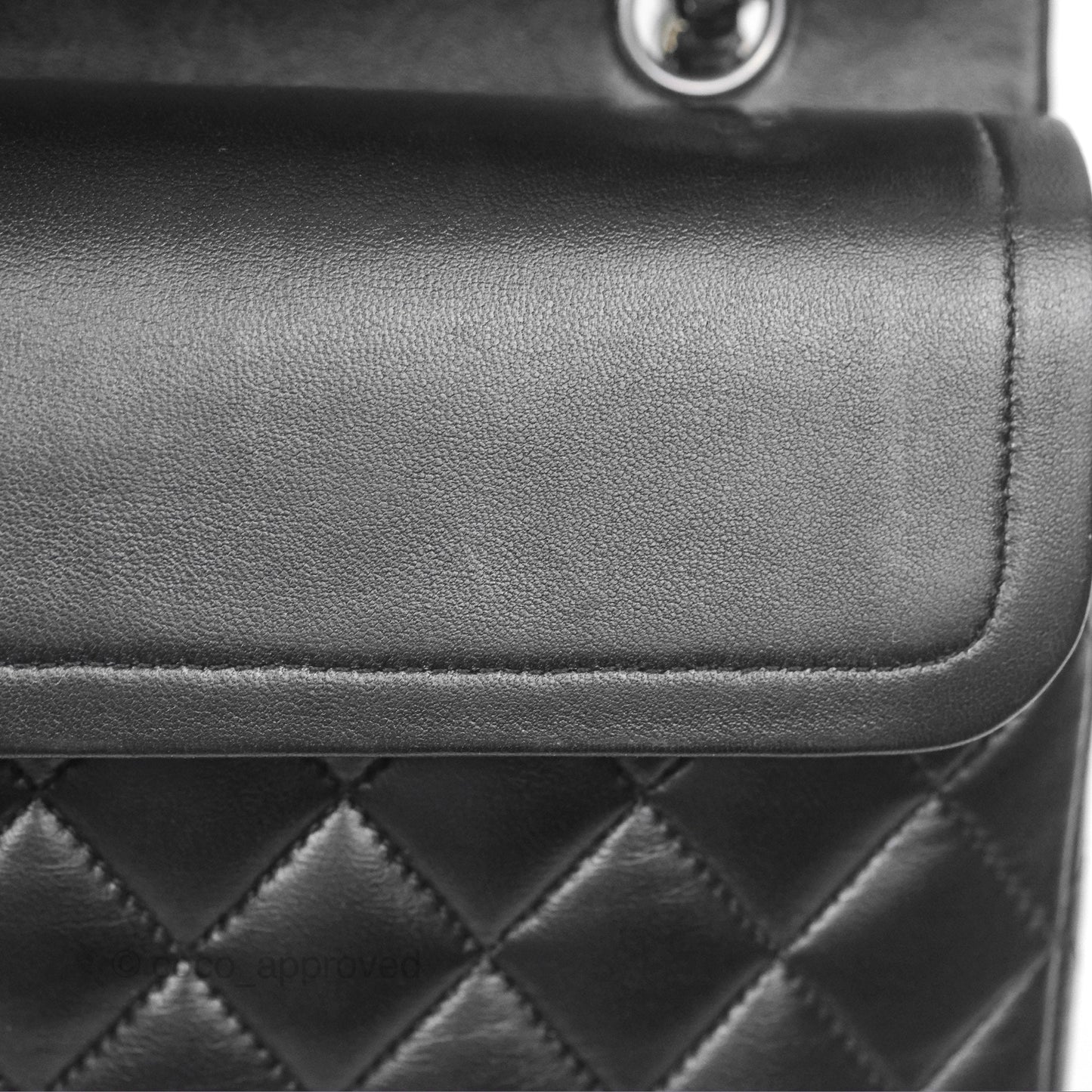 Chanel Classic M/L Medium Flap Quilted Black Lambskin Silver Hardware