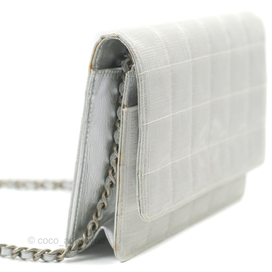 Chanel Vintage Wallet on Chain Silver Ice Cube Fabric