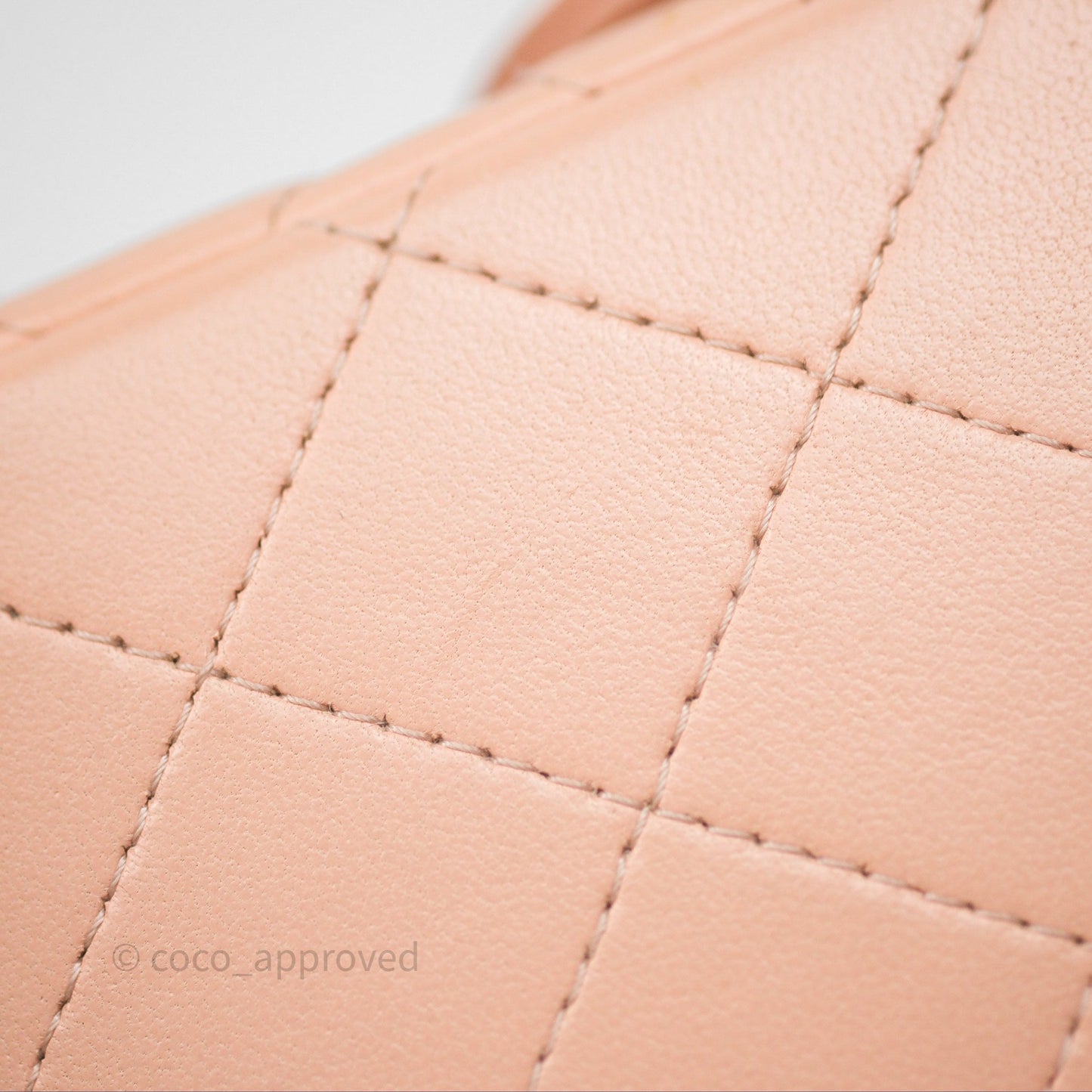 Chanel Mini Square Flap Quilted Beige Pink Lambskin Gold Hardware