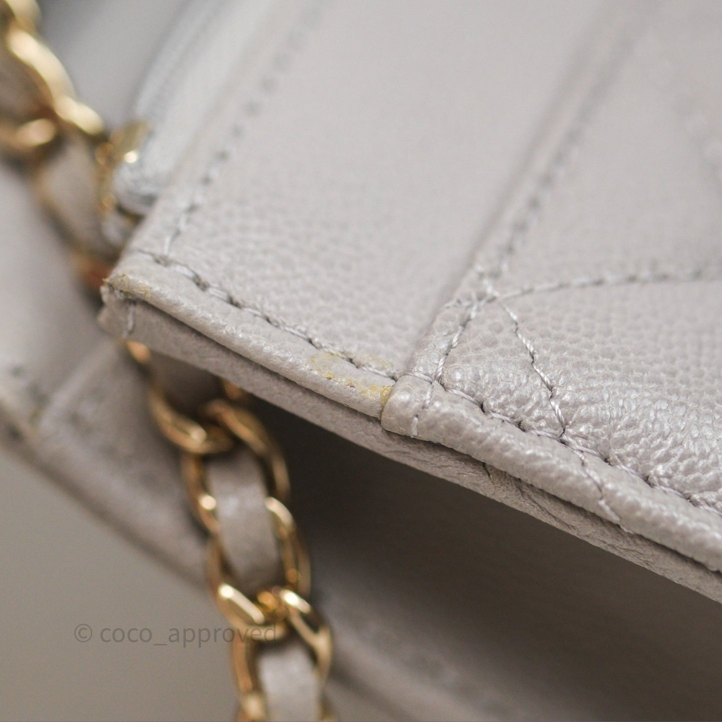 Chanel Classic Quilted Wallet on Chain WOC Grey Caviar Gold Hardware