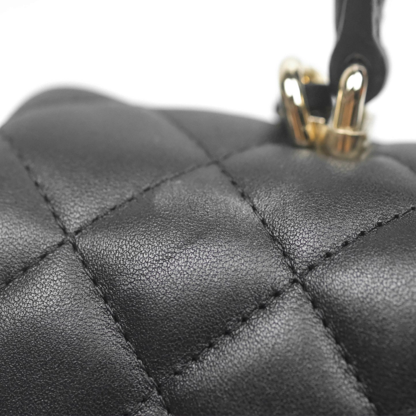 Chanel Top Handle Mini Rectangular Flap Black Lambskin Gold Hardware