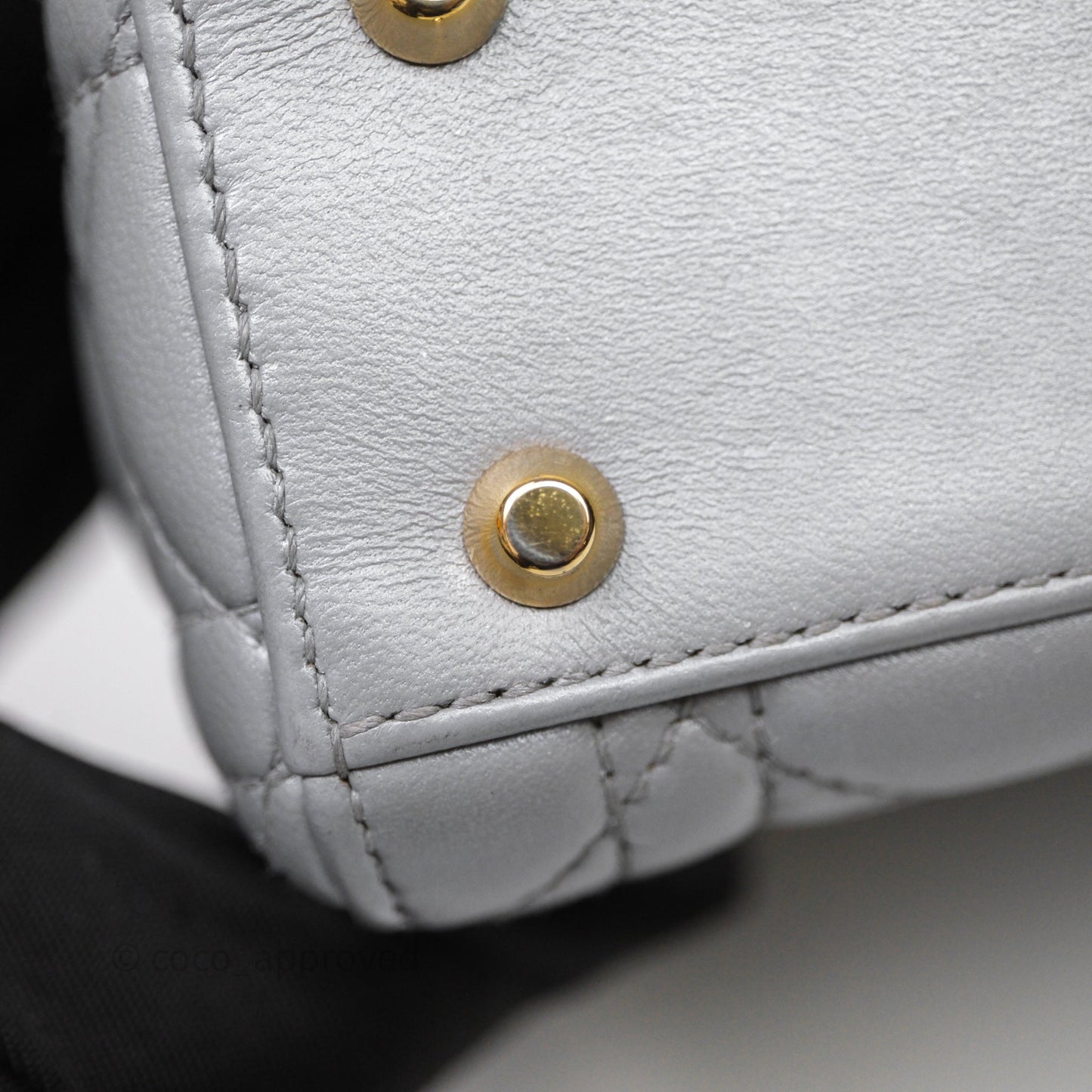 Christian Dior Mini Lady Dior Iridescent Grey Lambskin Cannage Gold Hardware