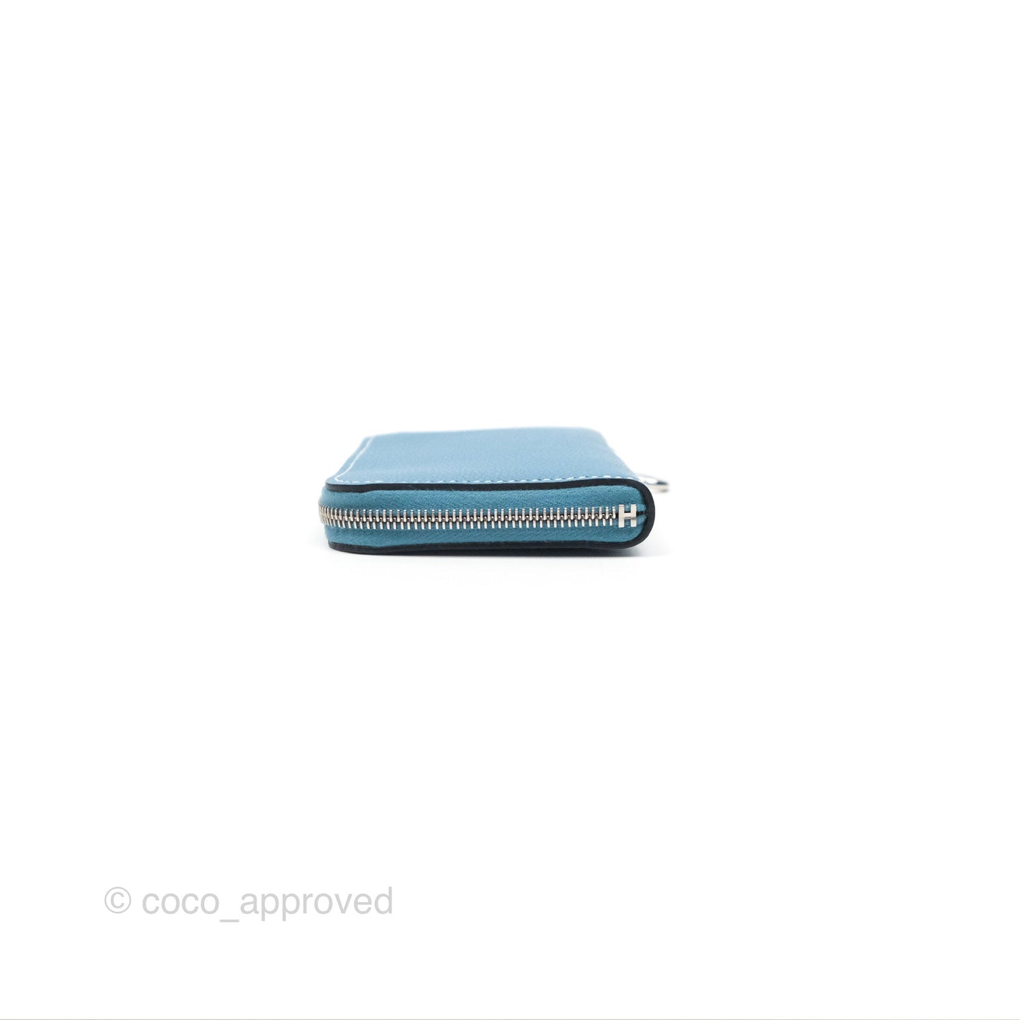 Hermès Zipengo Chaine d'Ancre Compact Card Holder Blue Jean 75 Evercolor Palladium Hardware