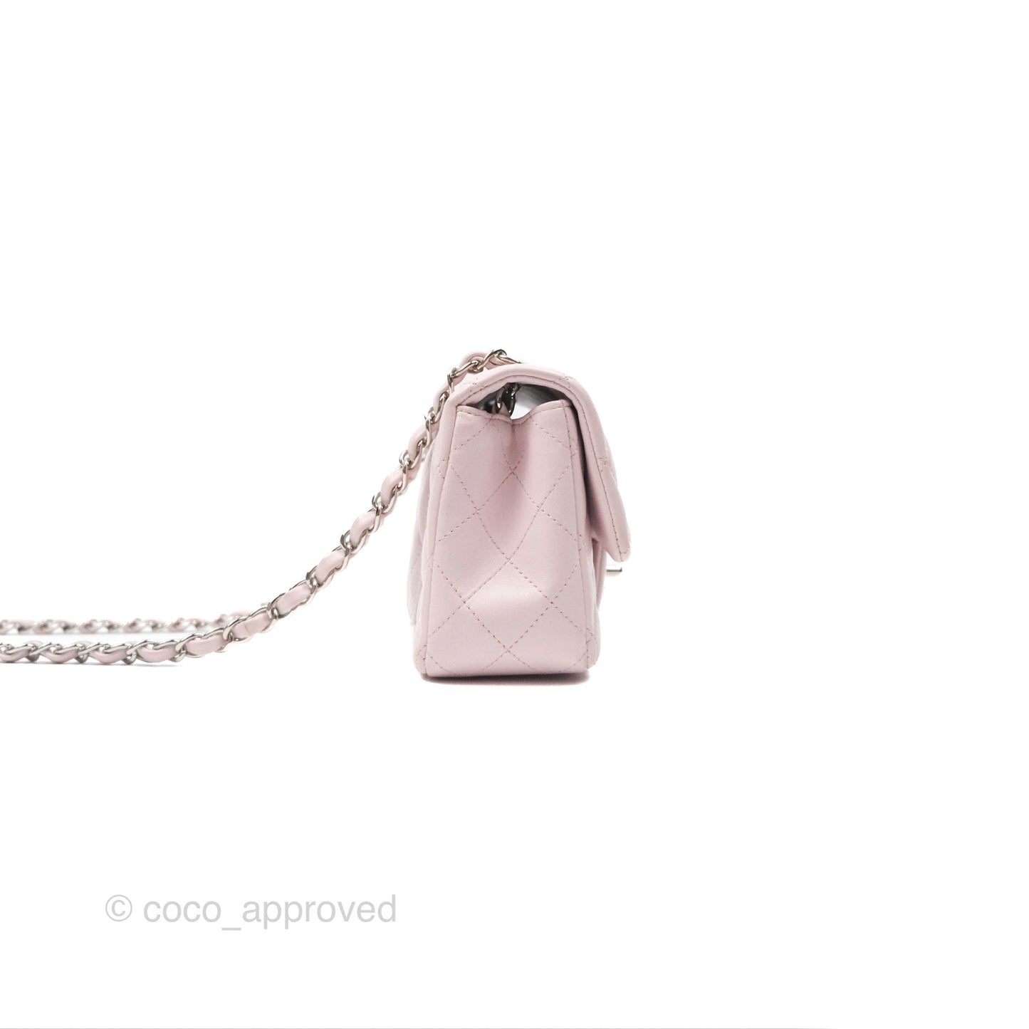 Chanel Quilted Mini Rectangular Light Pink Lambskin Silver Hardware