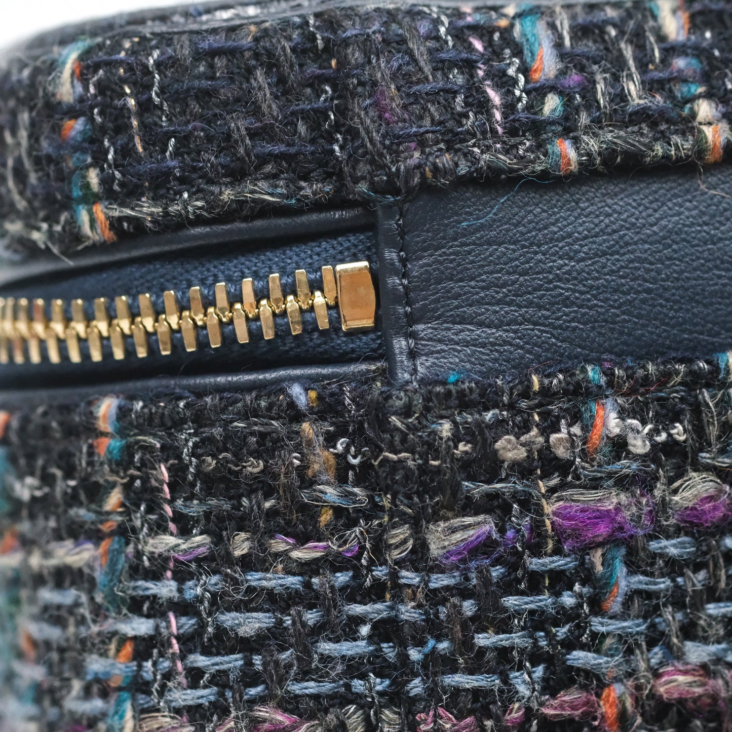 Chanel Medium CC Filigree Vanity Case Navy Tweed Python