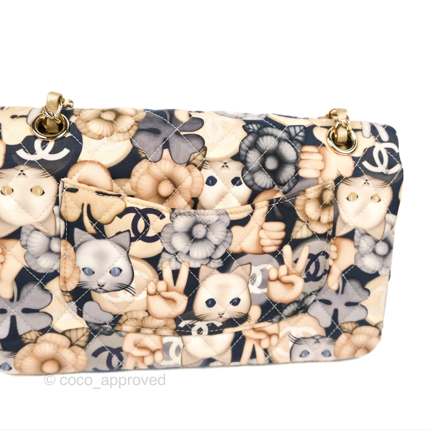 Chanel Cat Emoticon Medium Classic Double Flap Bag Metallic Gold Lambskin Gold Hardware