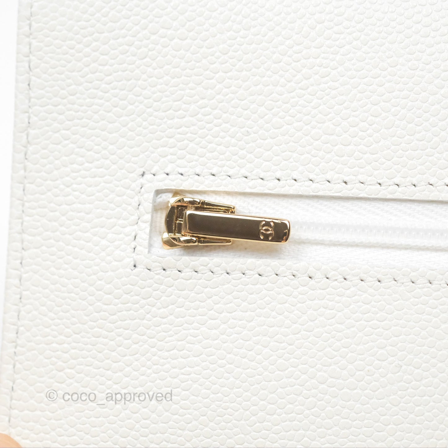 Chanel Classic Quilted Wallet On Chain WOC White Caviar Gold Hardware