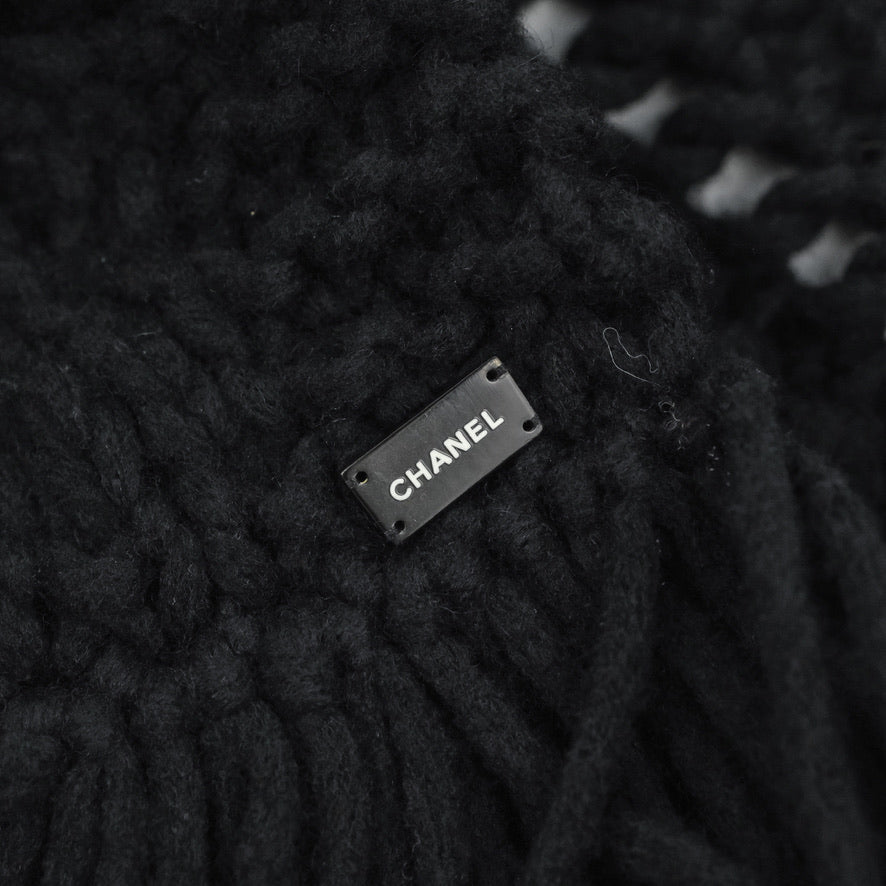 Chanel Fringe Scarf Black