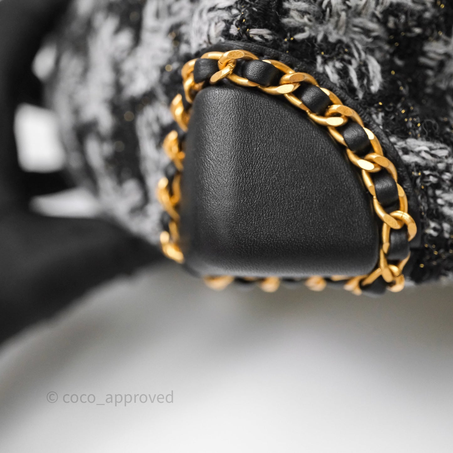 Chanel Mini Flag Bag Black & Grey Tweed Aged Gold Hardware