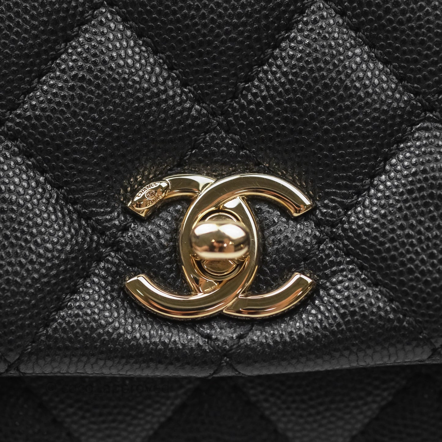 Chanel Mini Coco Handle Quilted Black Caviar Gold Hardware