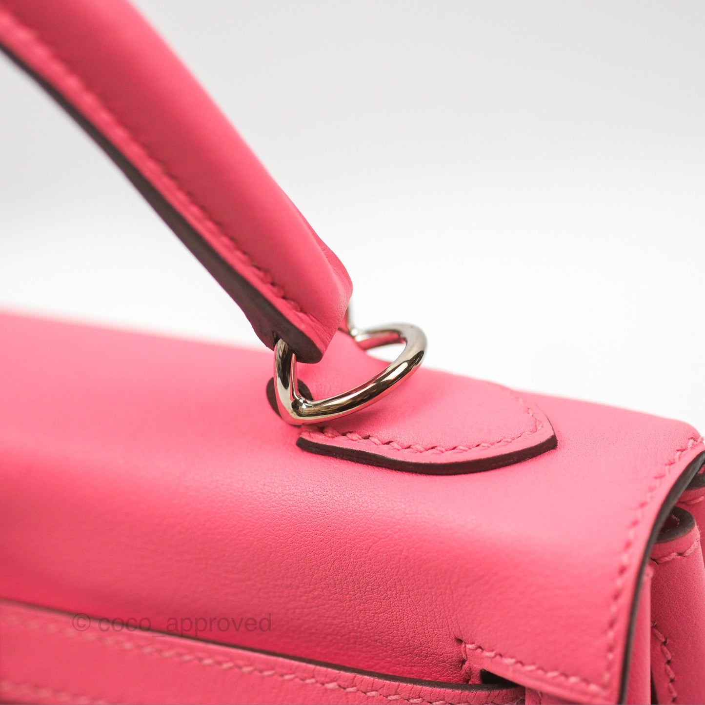 Hermès Retourne Kelly 25 Rose Azalee Swift Palladium Hardware