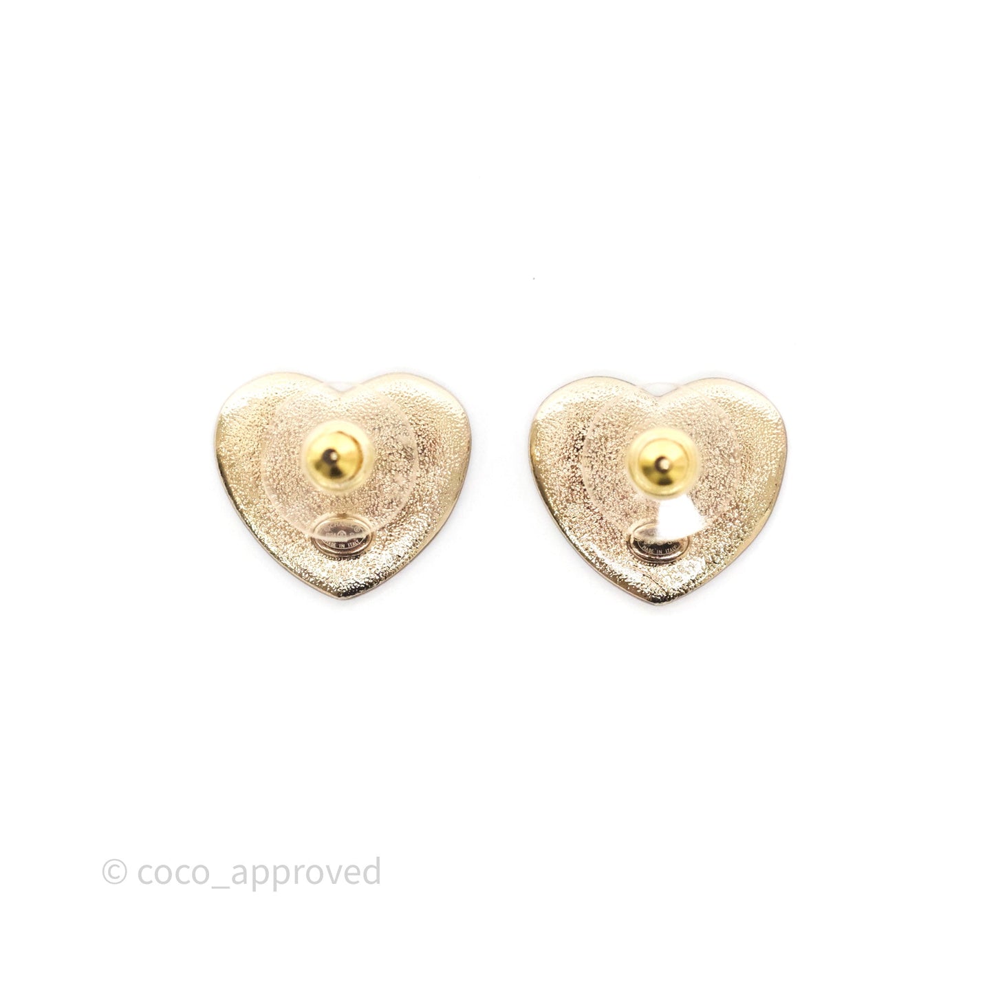 Chanel CC Heart Earrings Pink Crystals Gold Tone 24S