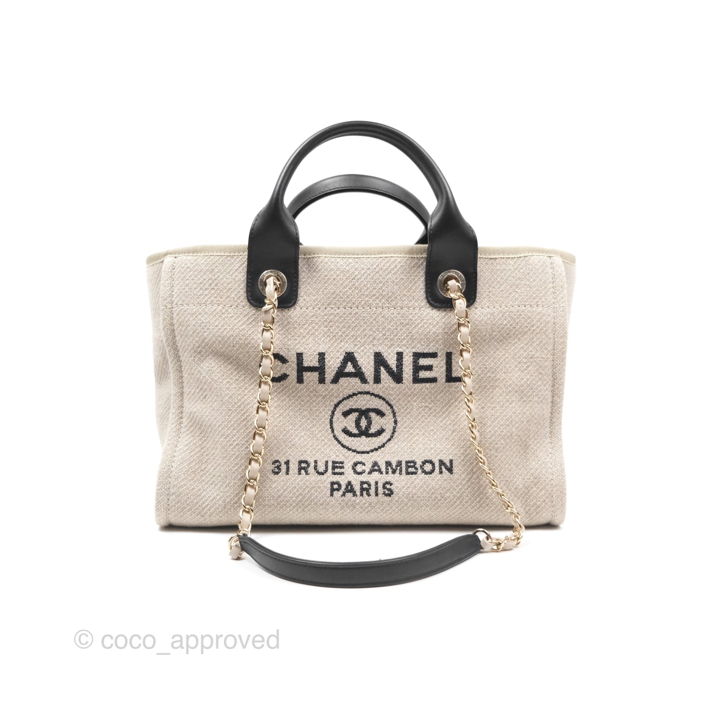 Chanel New Small Deauville Black/Taupe Canvas