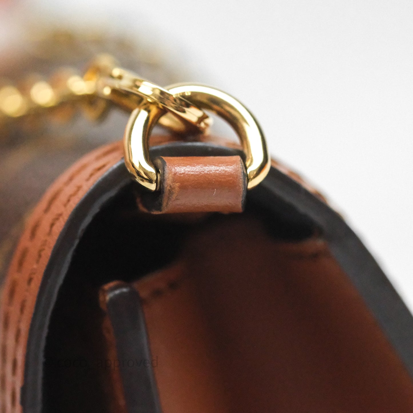 Louis Vuitton Chain Wallet Dauphine Monogram Tan Calfskin