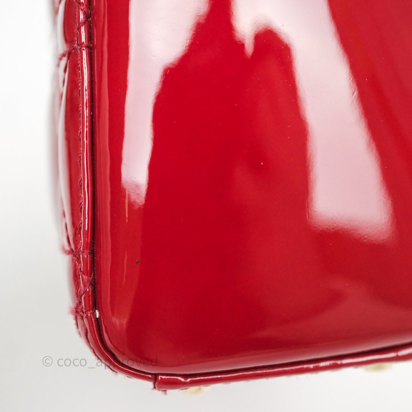 Christian Dior Mini Lady Dior Red Patent Cannage Gold Hardware