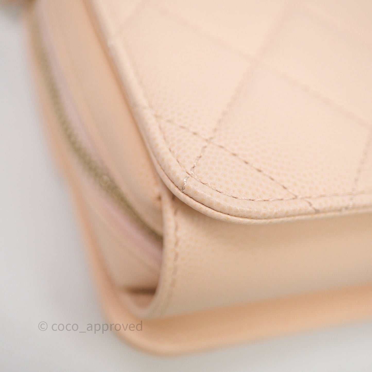 Chanel Small Like The Wallet Flap Quilted Light Beige Pink Caviar Gold Hardware 22C